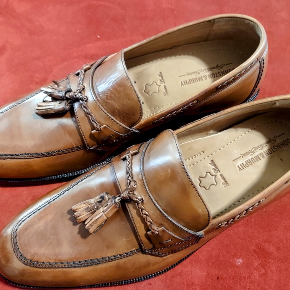 Johnston & Murphy Brown 15-7066 Slip On Leather Tassle Loafers Men’s 9.5 W - Picture 9 of 11
